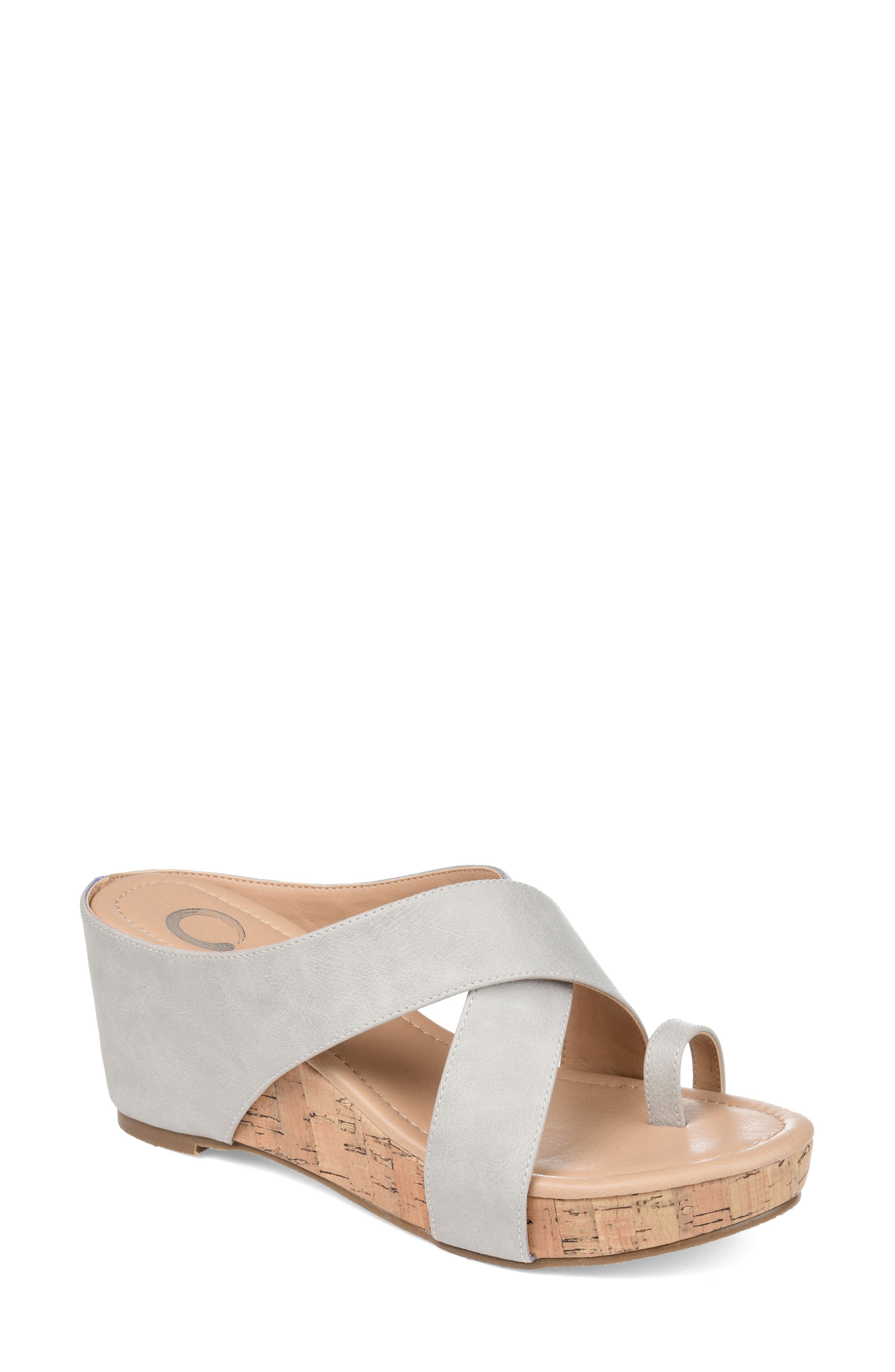 Journee Collection JOURNEE Rayna Wedge Sandal, Main, color, Stone