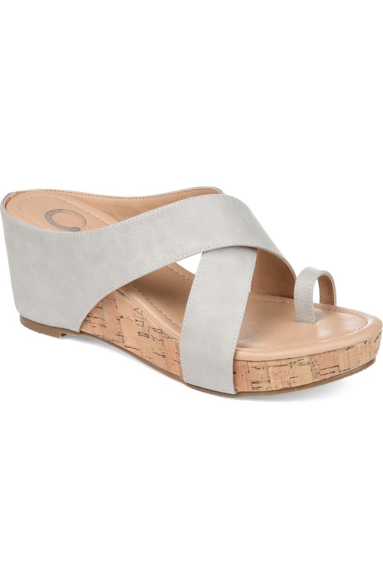 Journee Collection JOURNEE Rayna Wedge Sandal, Main, color, Stone