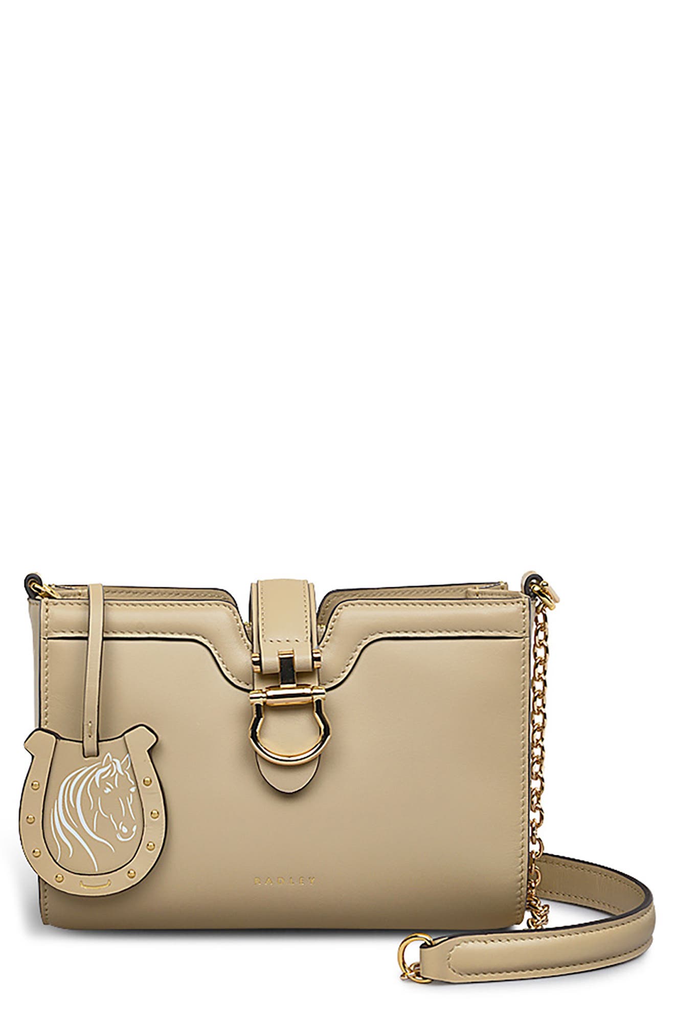 Radley x Kentucky Derby Leather Crossbody Bag, Main, color, Stone