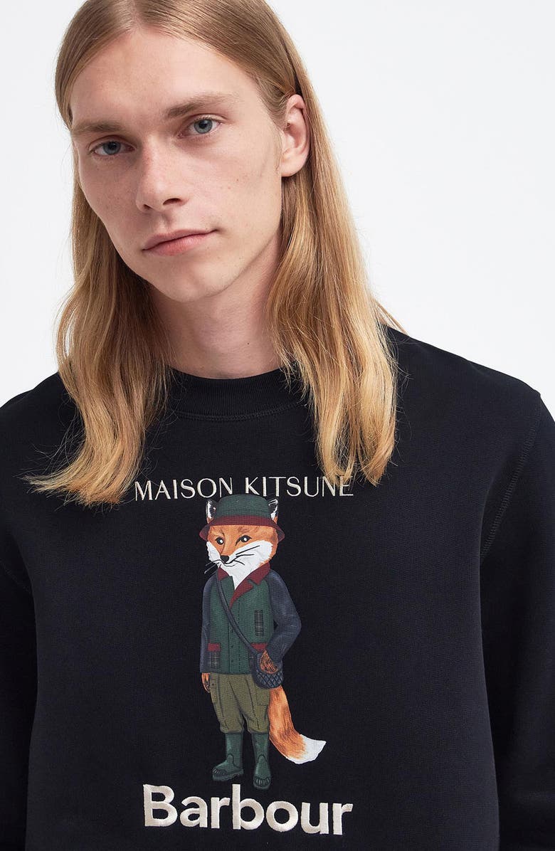 Barbour x Maison Kitsuné Fox Cotton Graphic Sweatshirt, Alternate, color, 