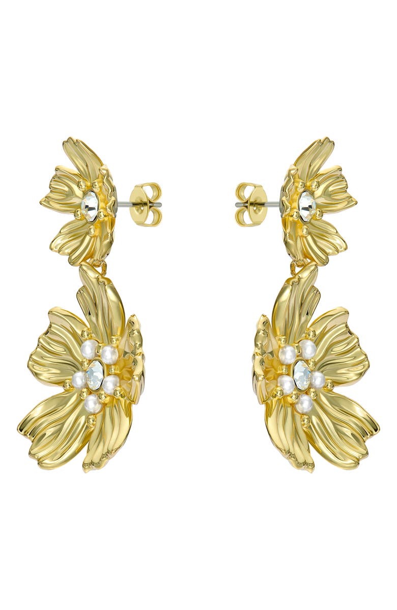 Ted Baker Pettala Flower Statement Drop Earrings, Alternate, color, Gold Tone / Pearl / Clear