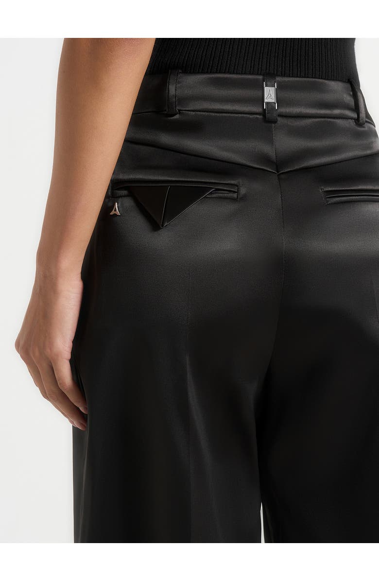 Manière De Voir Lorette Satin Double Pleat Shorts, Alternate, color, Black