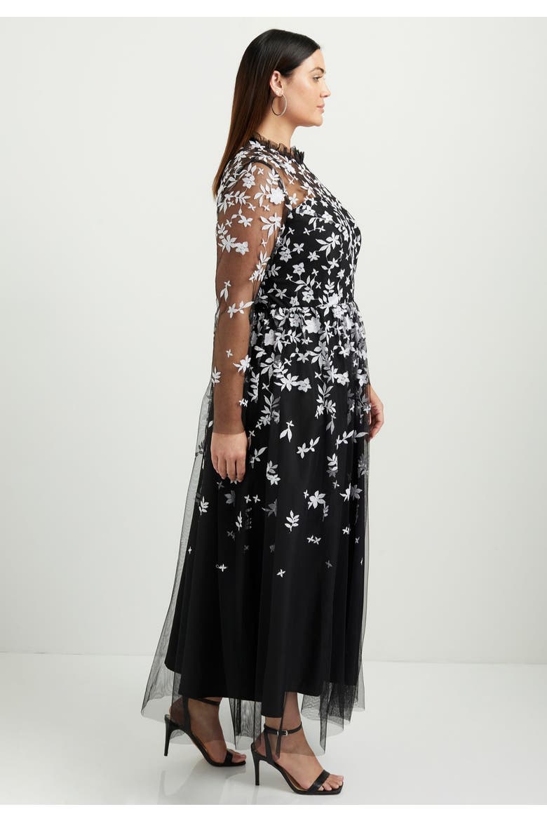 Mesh Overlay Maxi Dress, Alternate, color, BOTANICAL BLISS