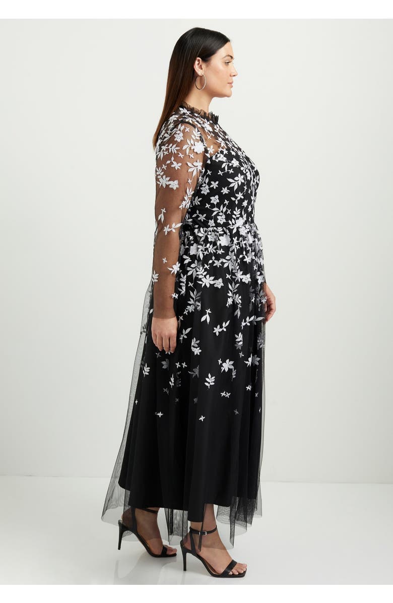 June + Vie Mesh-Overlay Maxi Dress, Alternate, color, Botanical Bliss