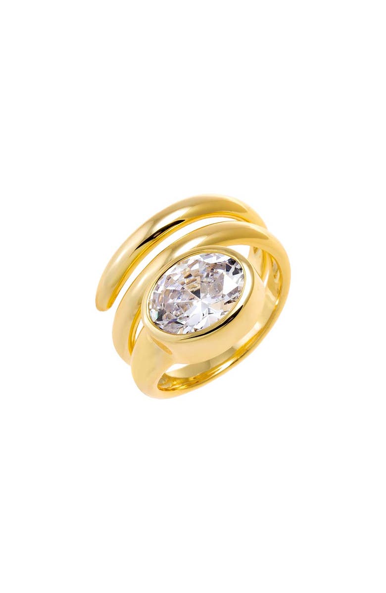 BY ADINA EDEN CZ Oval Stone Bezel Coil Pinky Ring, Main, color, Gold