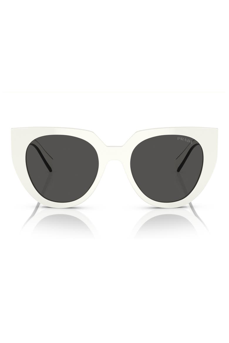 52mm Cat Eye Sunglasses, Main, color, BONE