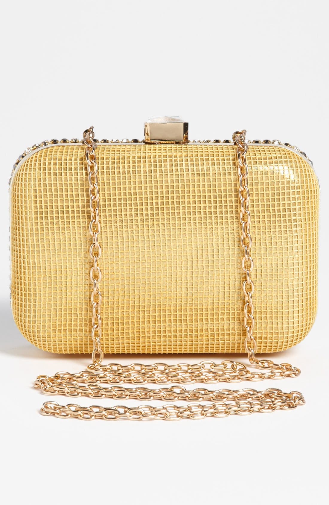 Tasha Rhinestone Box Clutch, Alternate, color, GOLD MULTI