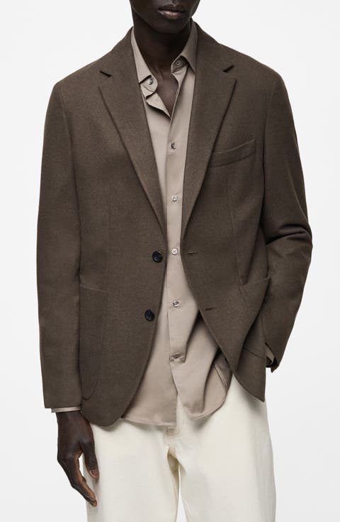 Slim Fit Solid Wool Blend Flannel Sport Coat