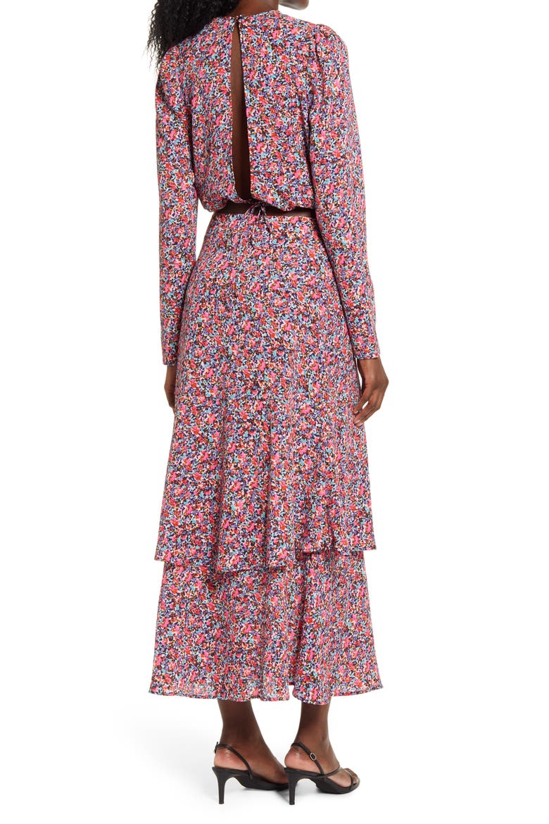 Reca Floral Tie Back Top, Alternate, color, RETRO PINK FLORAL