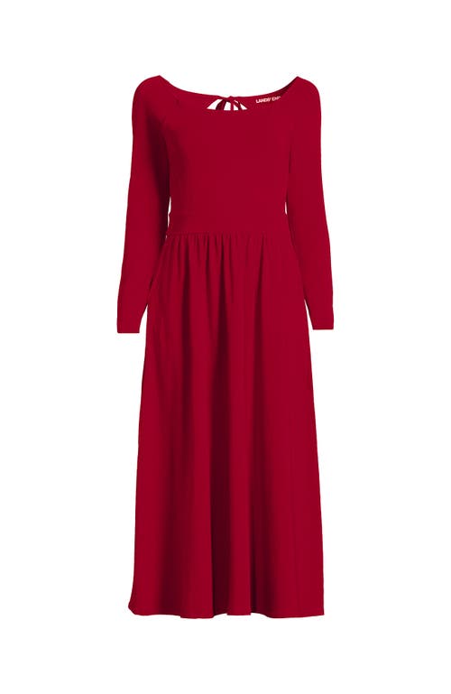Lands' End Cotton Modal Off Shoulder Midi Dress In Red