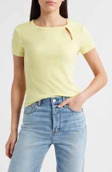 DKNY Twist Neck Rib T-Shirt