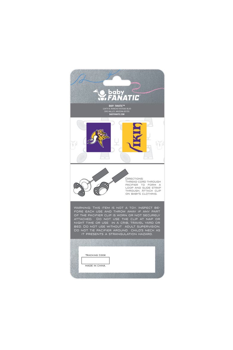 Minnesota Vikings Pacifier Clip 2-Pack, Alternate, color, Multicolor