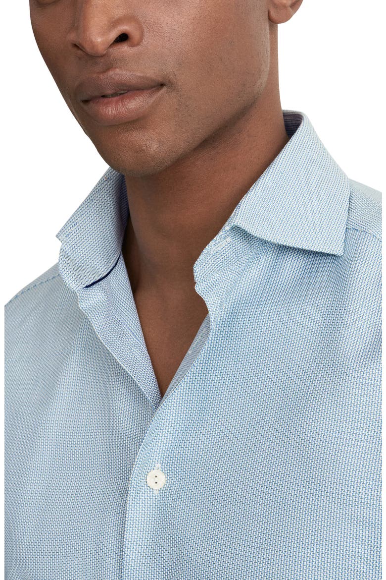 Slim Fit Semisolid Blue Cotton Dobby Dress Shirt, Alternate, color, DARK BLUE