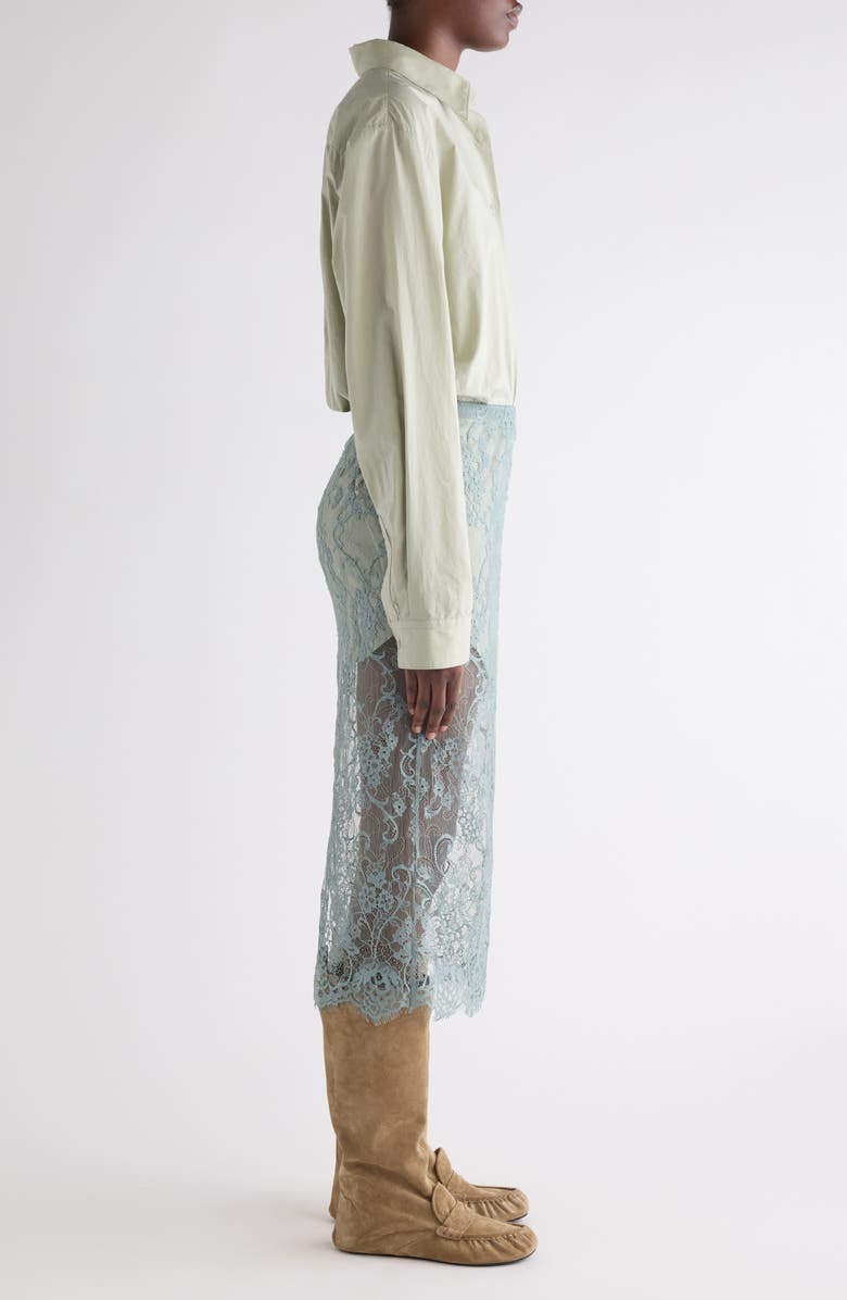 Acne Studios Mixed Media Long Sleeve Shirtdress, Alternate, color, Eucalyptus Green