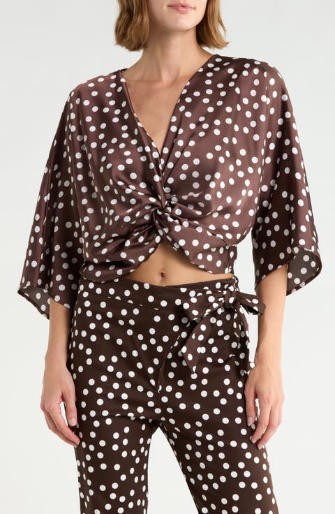 Polka Dot Front Twist Top