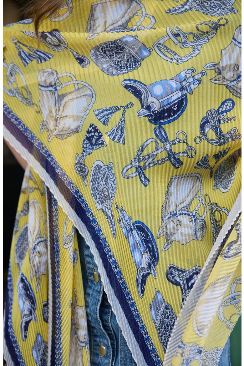 Equestrian Crinkle Scarf, Alternate, color, YELLOW