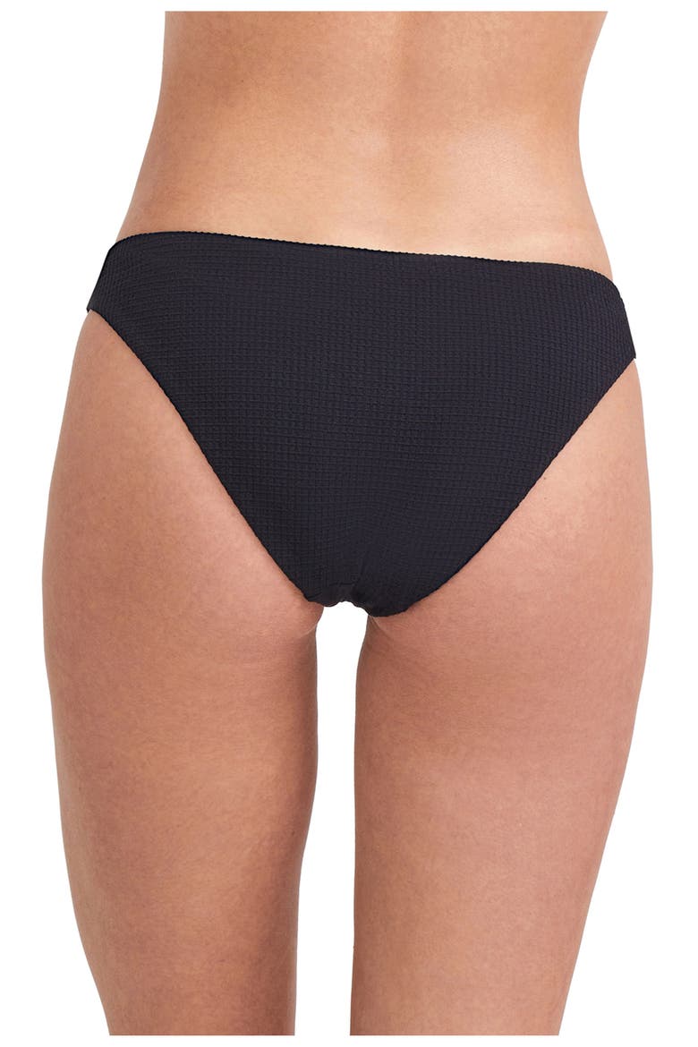 Solid textured mid-rise swim bottom, Alternate, color, BLACK
