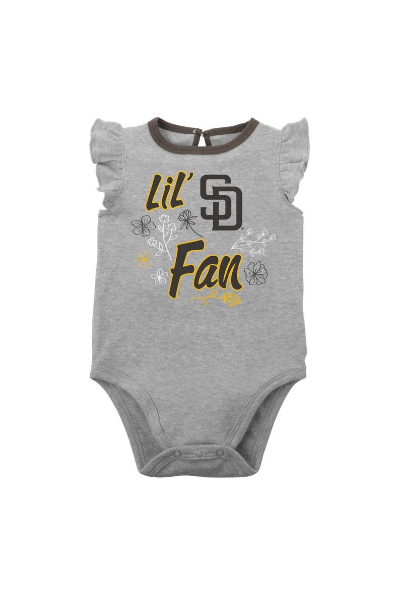 Outerstuff Infant Brown/Heather Gray San Diego Padres Little Fan Two-Pack Bodysuit Set, Alternate, color, Brown