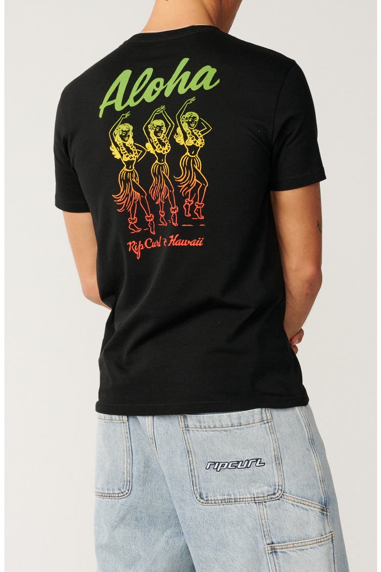 Hawaii Hula Cotton Graphic T-Shirt, Alternate, color, BLACK