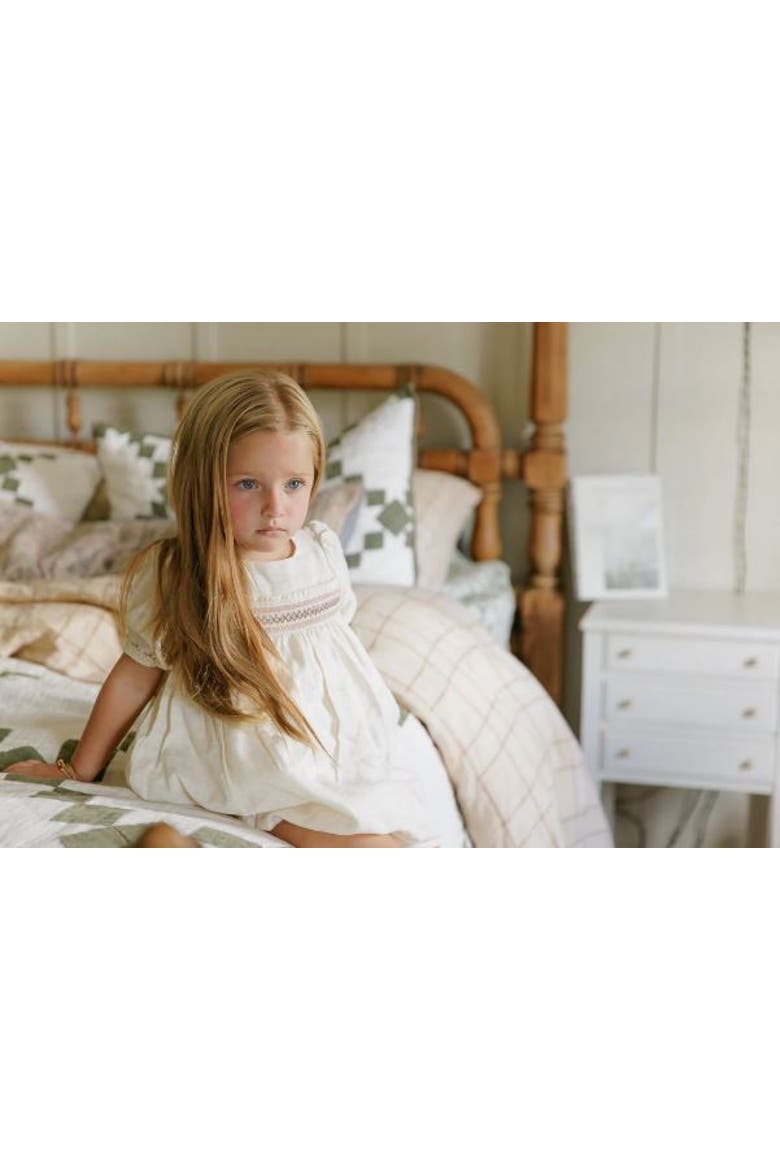 Looms Stitch Collection - 3/4 Smocked Linen Dress, Alternate, color, Natural