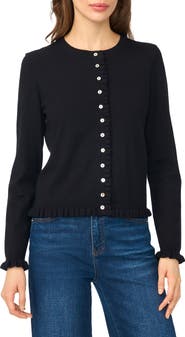 CeCe Ruffle Trim Cardigan