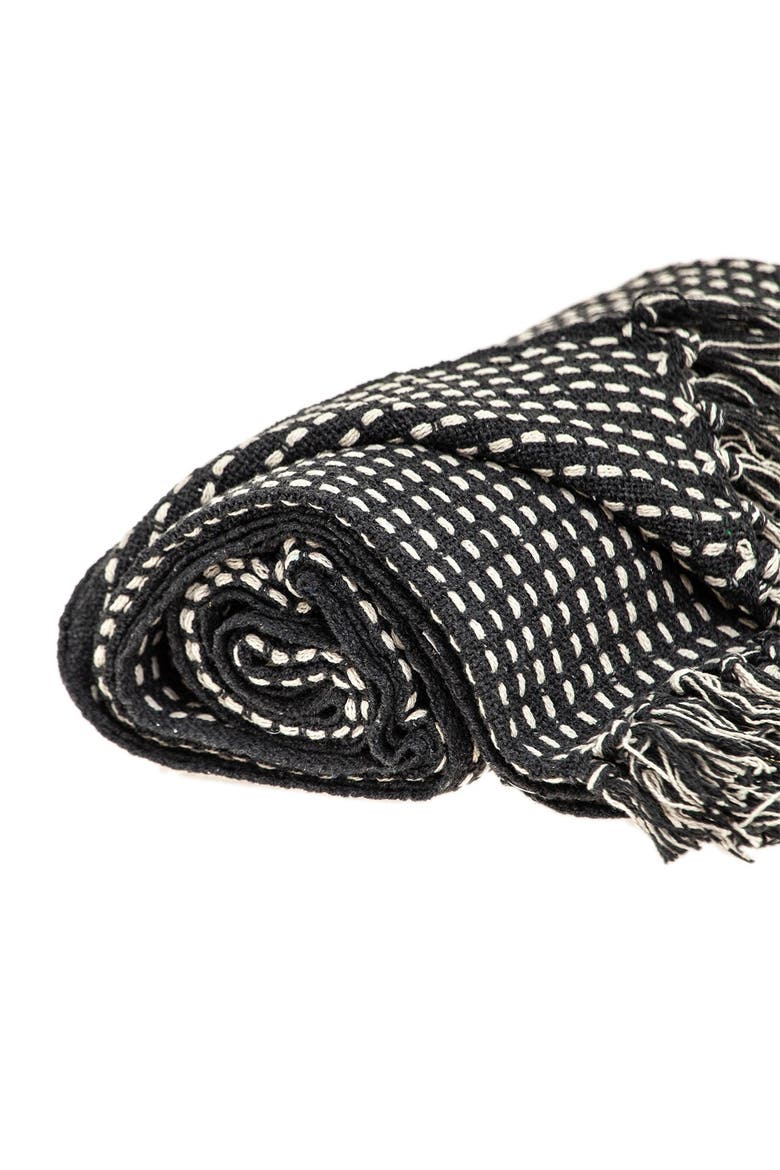 Petra Casual Beige 52" x 67" Woven Handloom Throw, Alternate, color, BLACK
