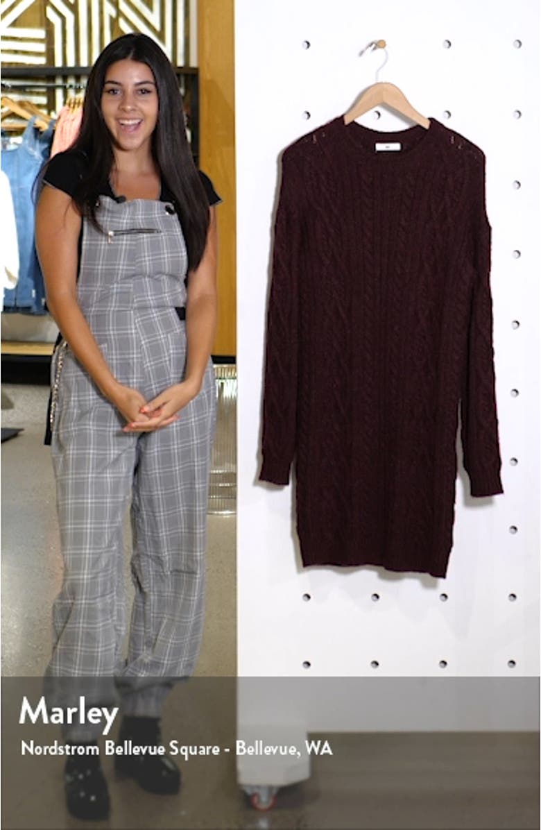 Long Sleeve Cable Knit Sweater Dress, sales video thumbnail