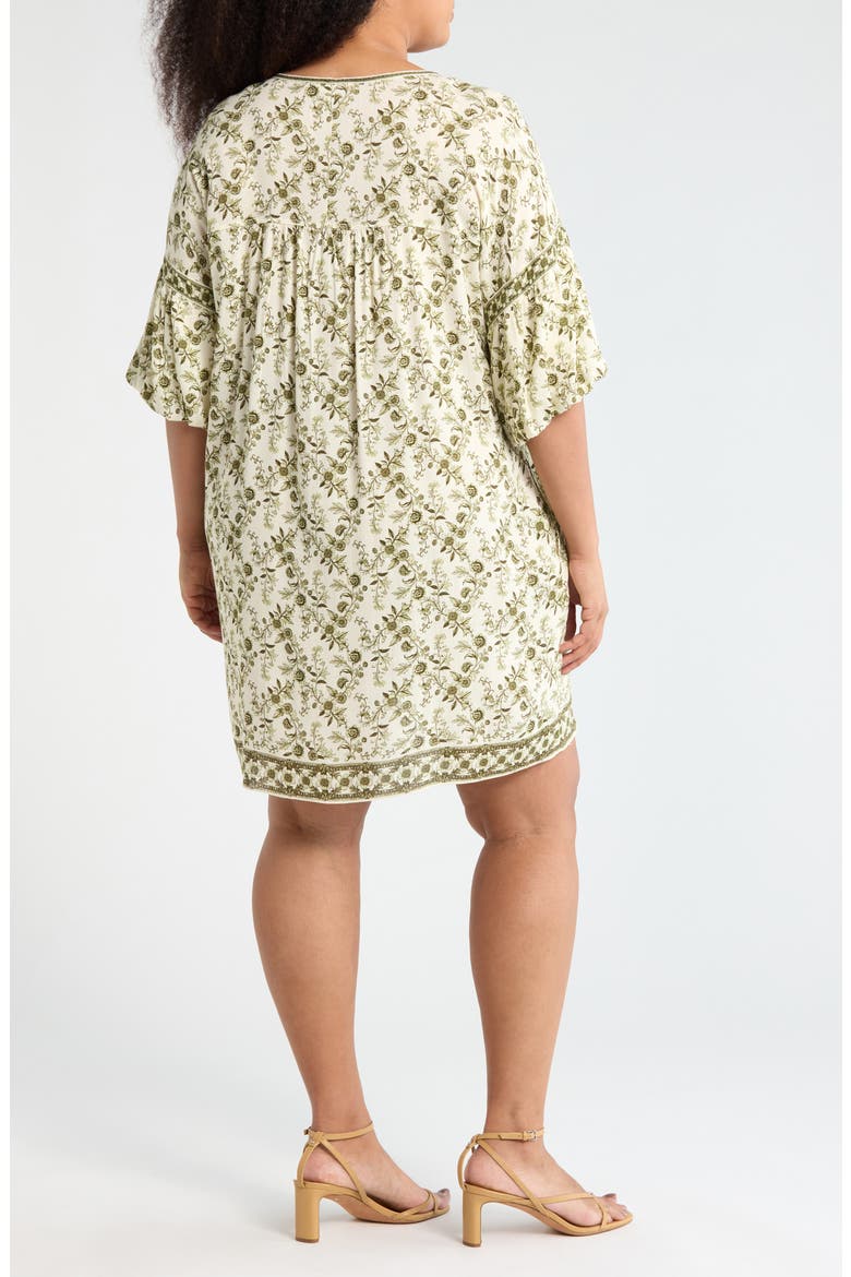 Puff Sleeve Dress, Alternate, color, CREAM/ GREEN FLORAL