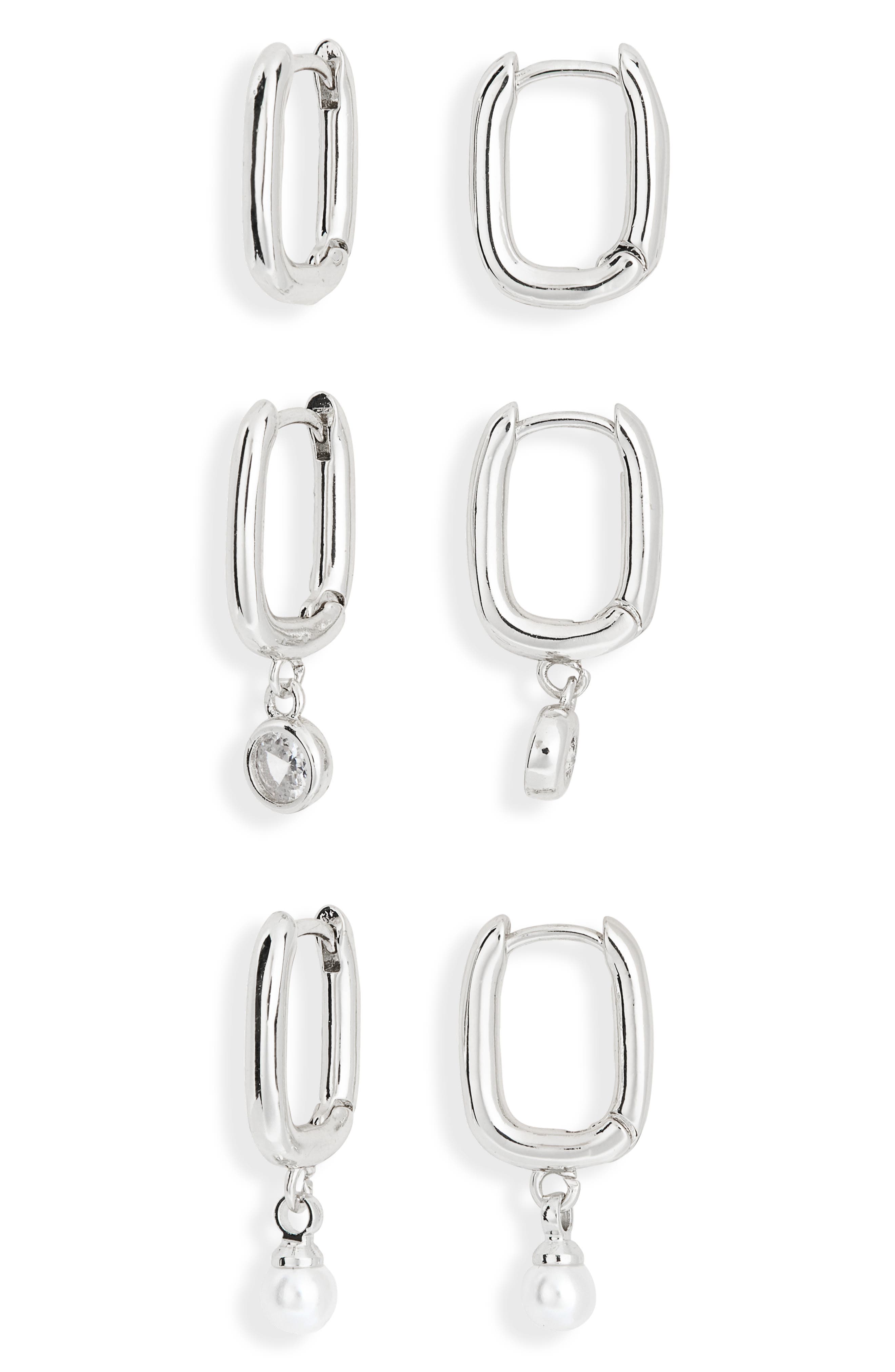 NORDSTROM RACK Set of 3 Oval Hoop Earrings