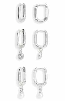 NORDSTROM RACK Set of 3 Oval Hoop Earrings