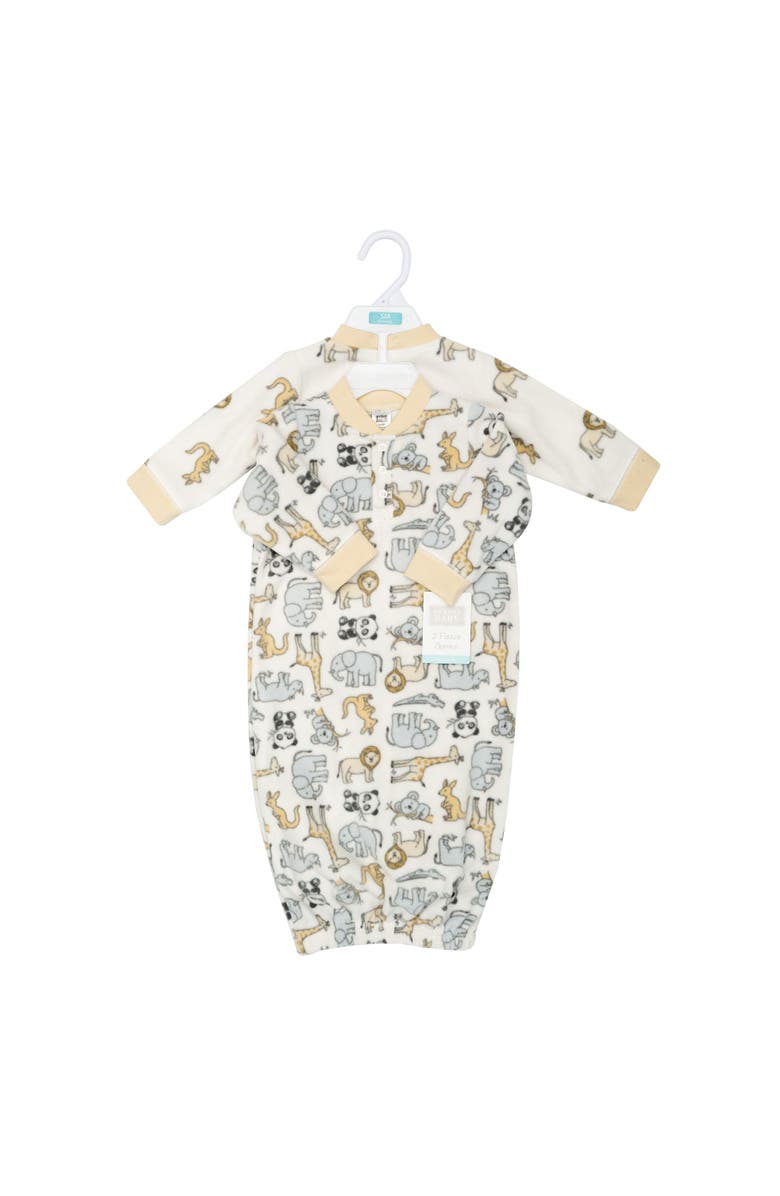 Hudson Baby Fleece Gowns 2Pack, Alternate, color, Kangaroo Neutral