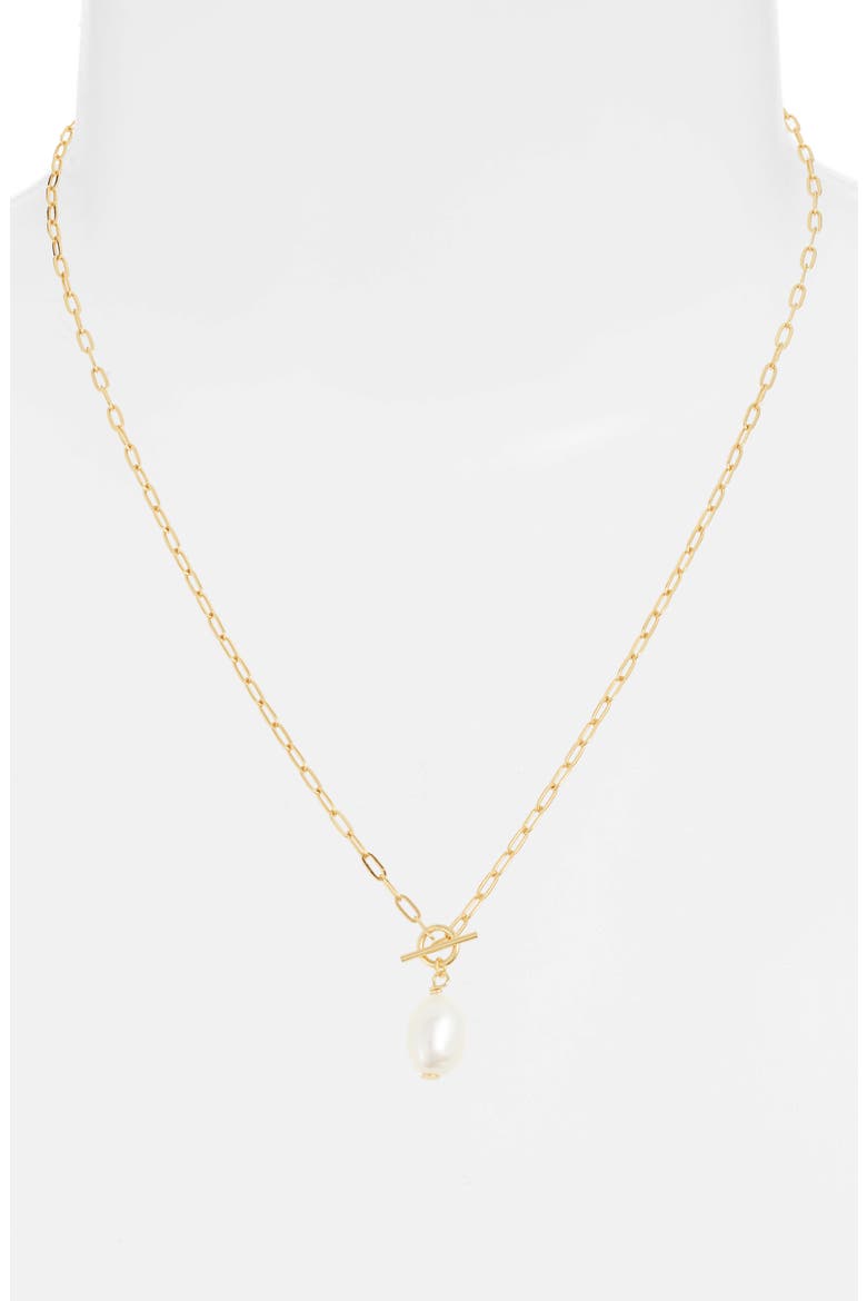 Argento Vivo Pearl Pendant Toggle Necklace, Alternate, color, GOLD