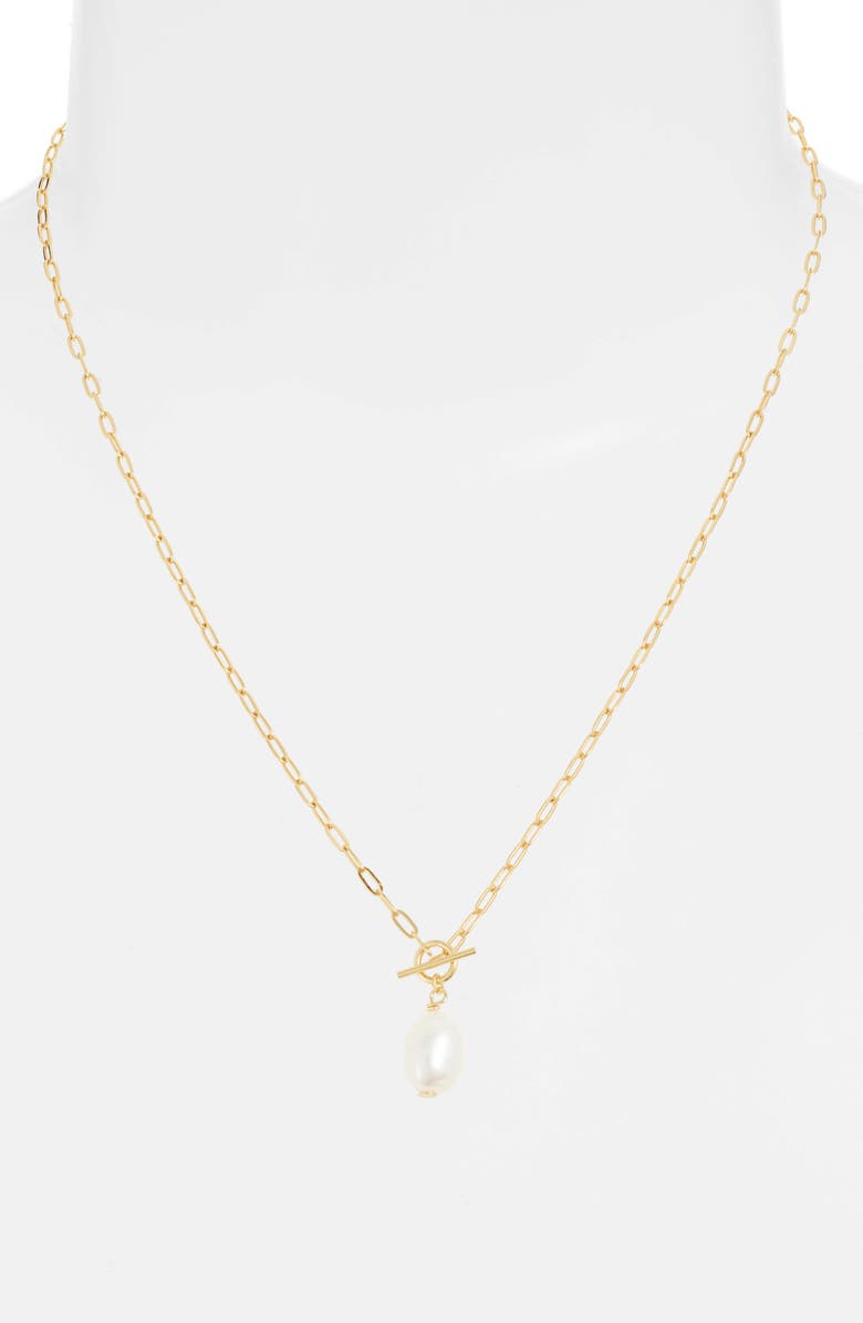 Argento Vivo Sterling Silver Argento Vivo Pearl Pendant Toggle Necklace, Alternate, color,