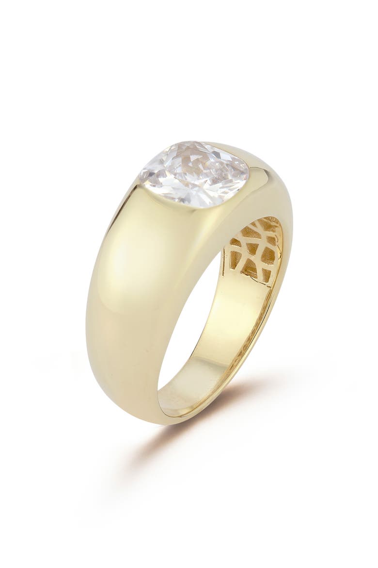 14K Gold Plated Sterling Silver Dome Ring, Alternate, color, GOLD
