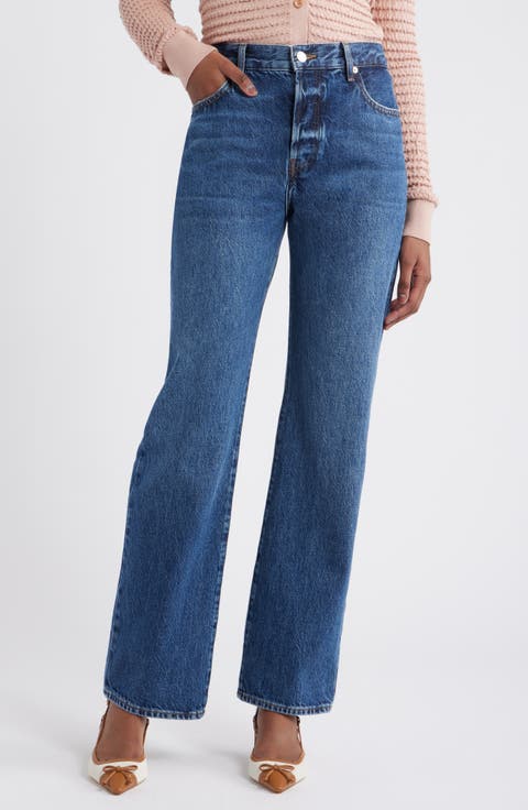 パンツ FRAME Women Straight Pants WP25DSTB03DE HOMR BLUE Women's FRAME Straight-Leg Pants | Nordstrom