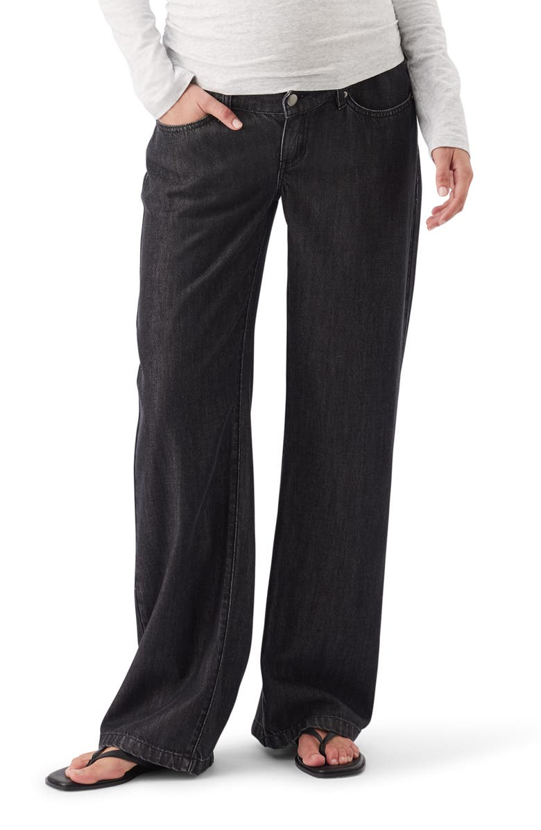 Ripe Maternity Billie Elastic Wide Leg Maternity Jeans, Main, color, Black