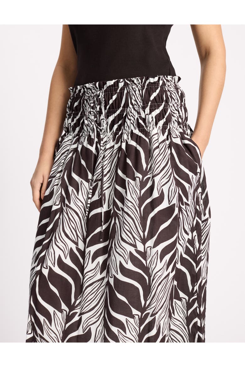 Mono Palm Smocked Waist Maxi Skirt, Alternate, color, Brown