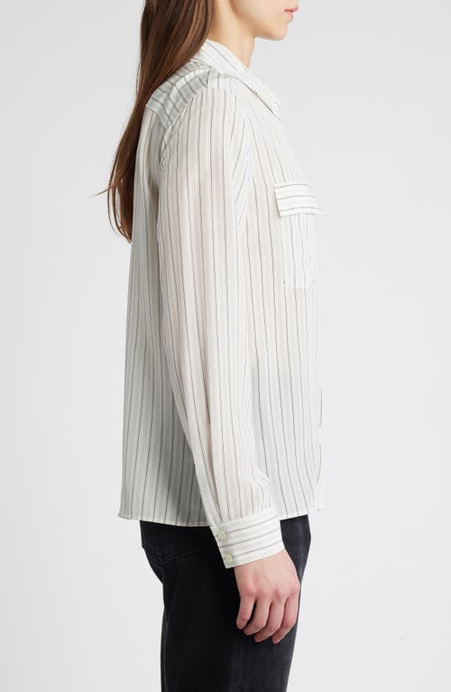 Frame Stripe Silk Button-up Shirt In Cream Multi