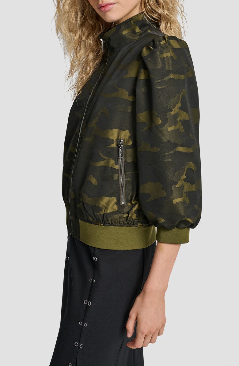 DKNY Camo Jacquard Bomber Jacket, Alternate, color, Dark Olive