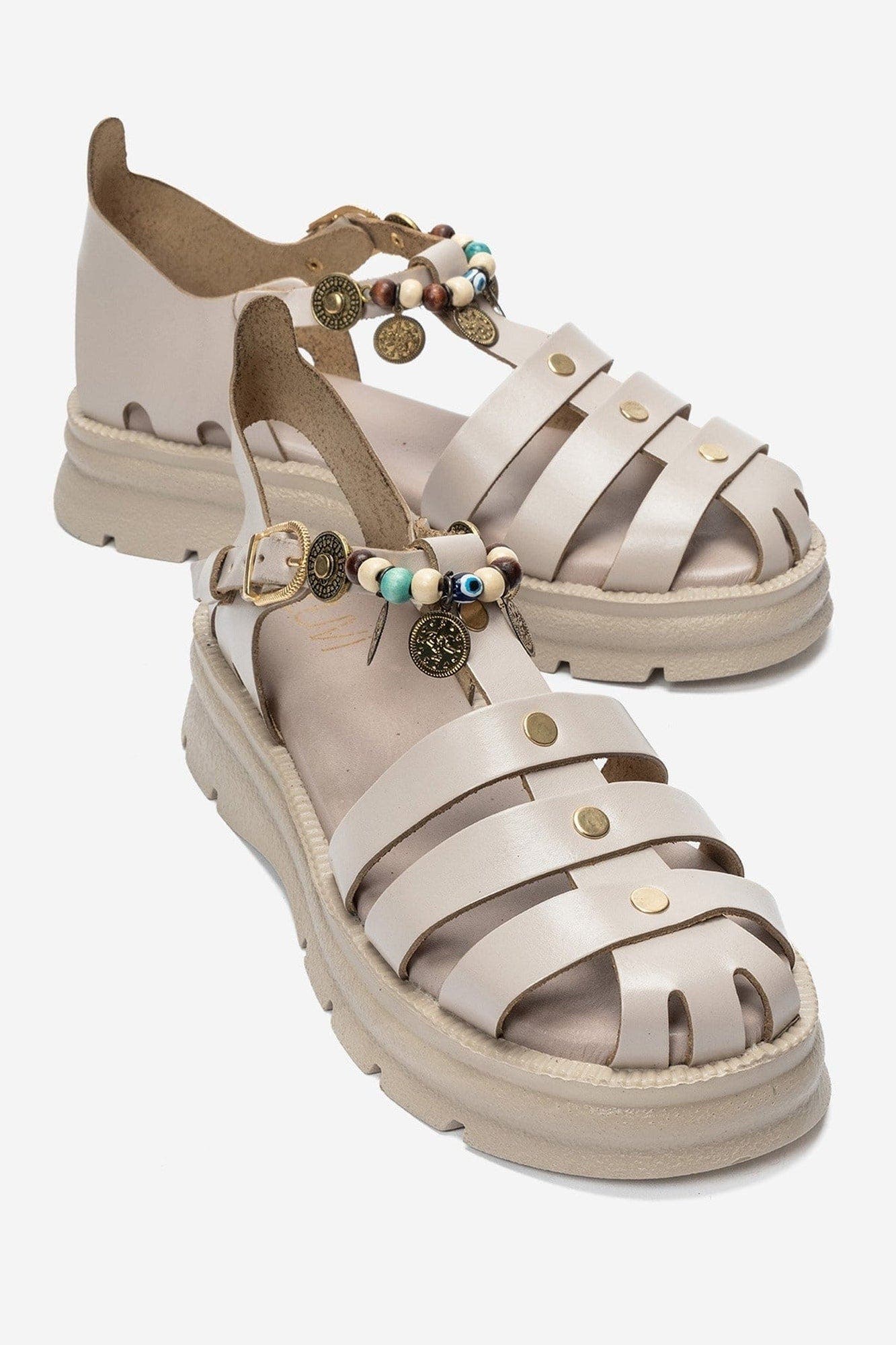 Solis Leather Beaded Sandal, Main, color, Cream