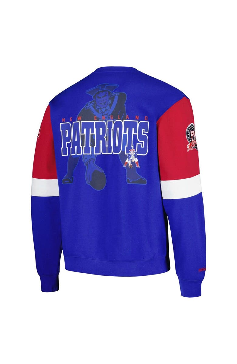 Mitchell & Ness Men's Mitchell & Ness Royal New England Patriots Gridiron Classics Allover 3.0 Pullover Sweatshirt, Alternate, color,