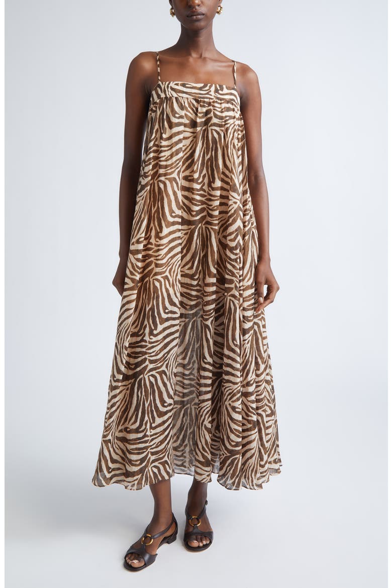 Wanderlust Zebra Stripe Cotton Maxi Dress, Main, color, ZEBRA