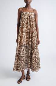 Zimmermann Wanderlust Zebra Stripe Cotton Maxi Dress