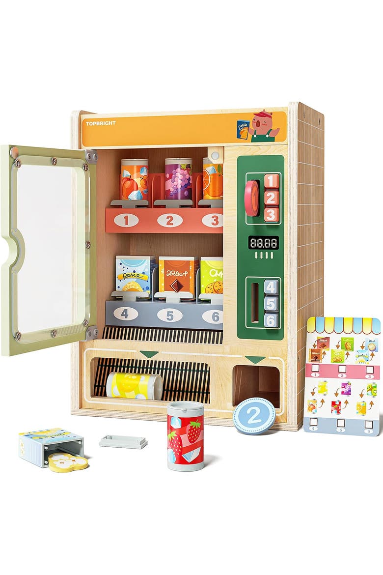 Kids Wooden Vending Machine Montessori Pretend Toy, Main, color, Multicolor