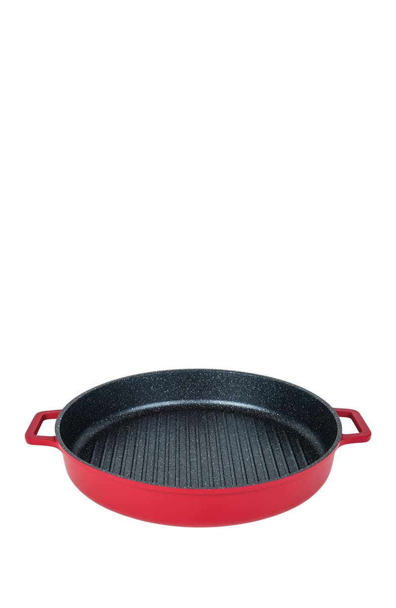 MASTERPAN Red Stovetop Oven Grill 12" Pan with Heat-in Steam-Out Lid, Alternate, color, 