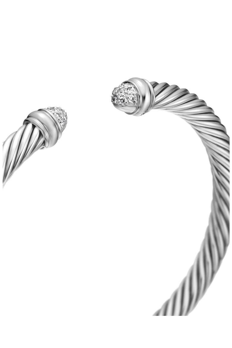 Classic Cable Bracelet in Sterling Silver with Pavé Diamond Domes, 5mm, Alternate, color, DIAMOND