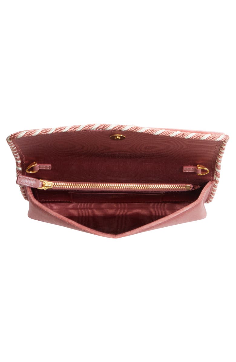 Valentino Garavani VLOGO Signature Velvet Wallet on a Chain, Alternate, color, Phard/ Burro / Cream Crystal