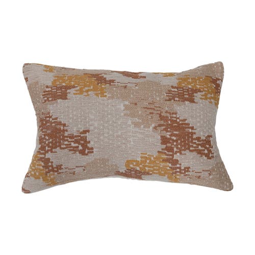 Storied Home Woven Cotton Blend Jacquard Lumbar Pillow In Brown