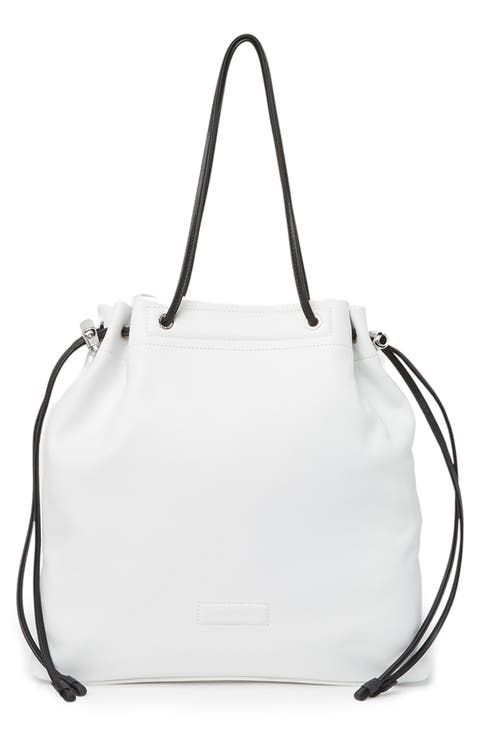 Leather Drawstring Tote Bag
