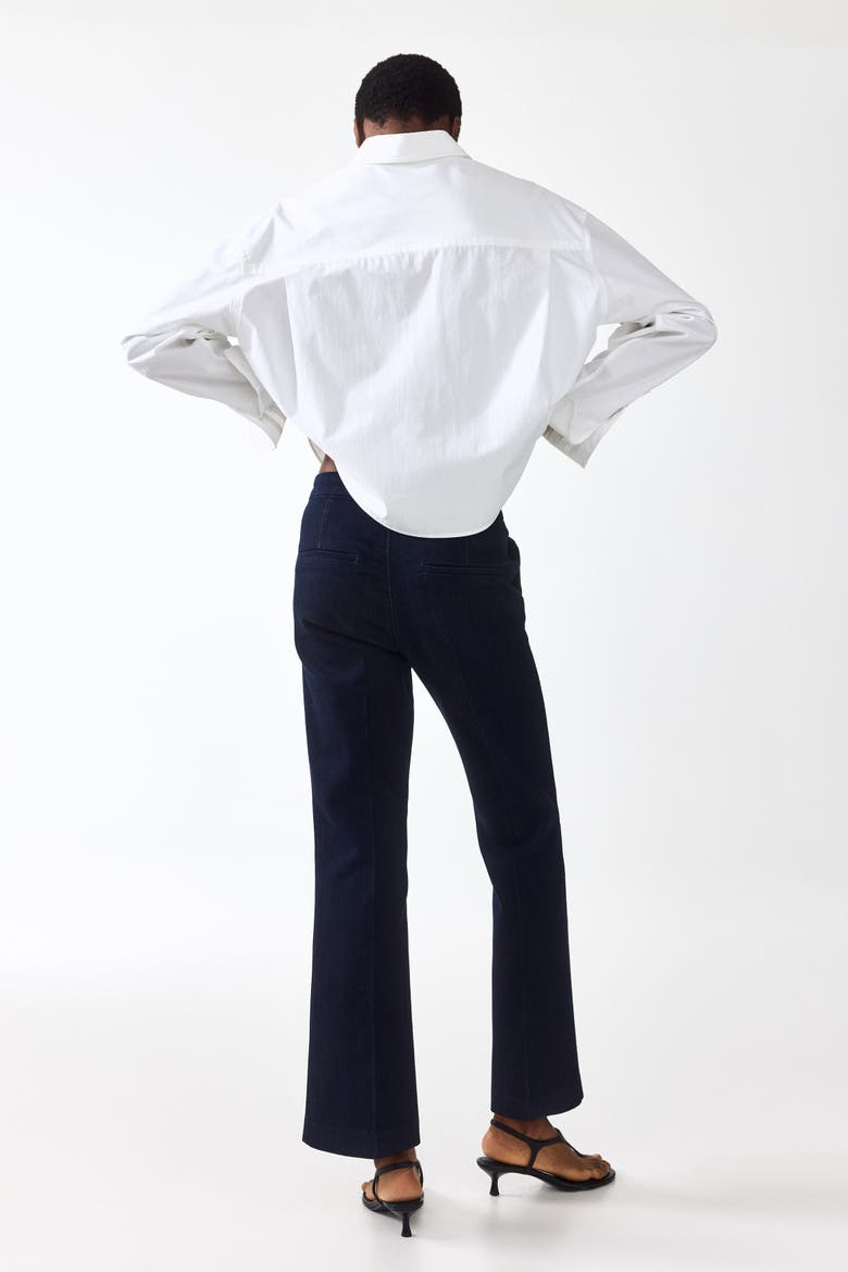 Flared High Waist Ankle Jeans, Alternate, color, Dark denim blue